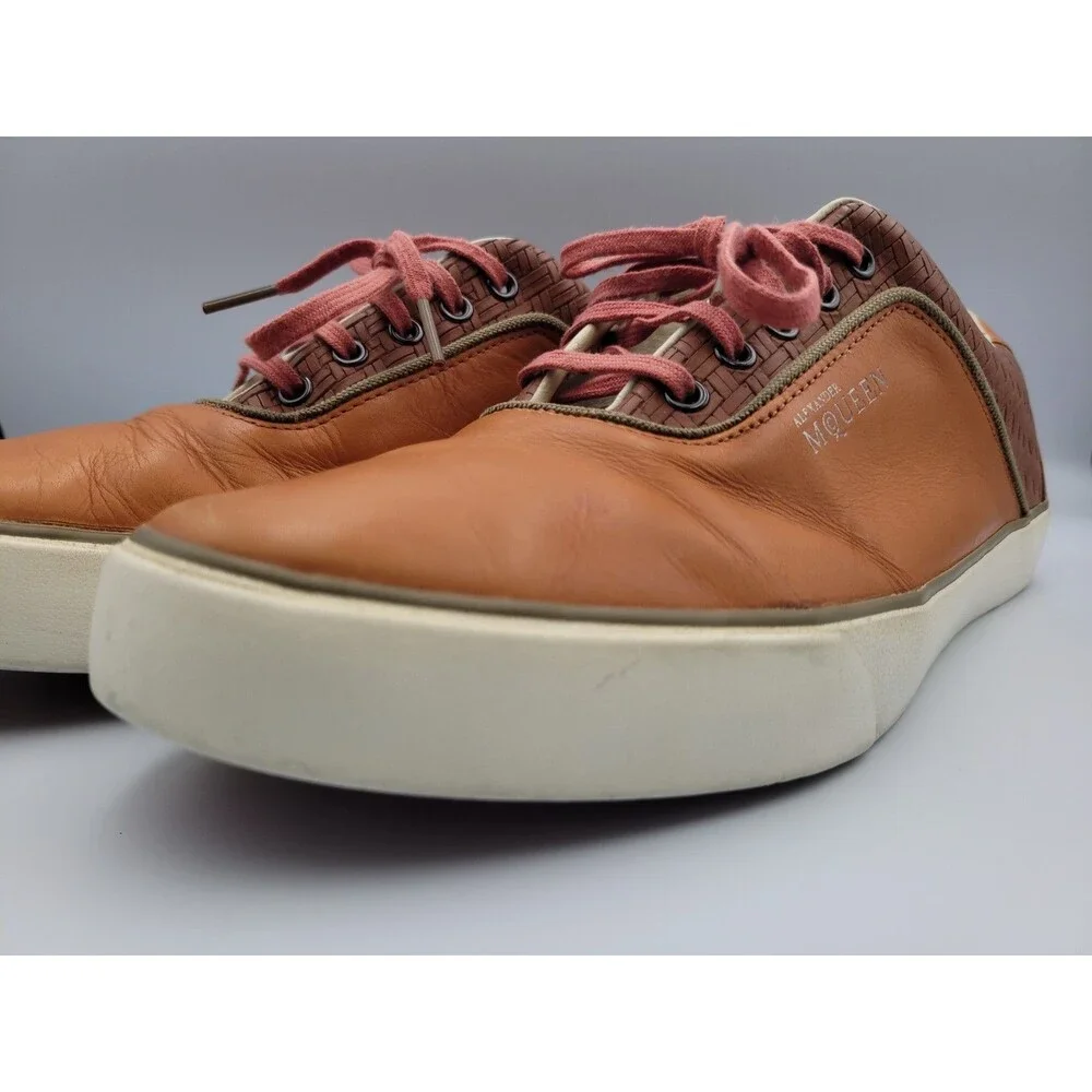 Puma Alexander McQueen Tan Woven Leather Sneakers 356139-02 Men's Size 10 MCQ